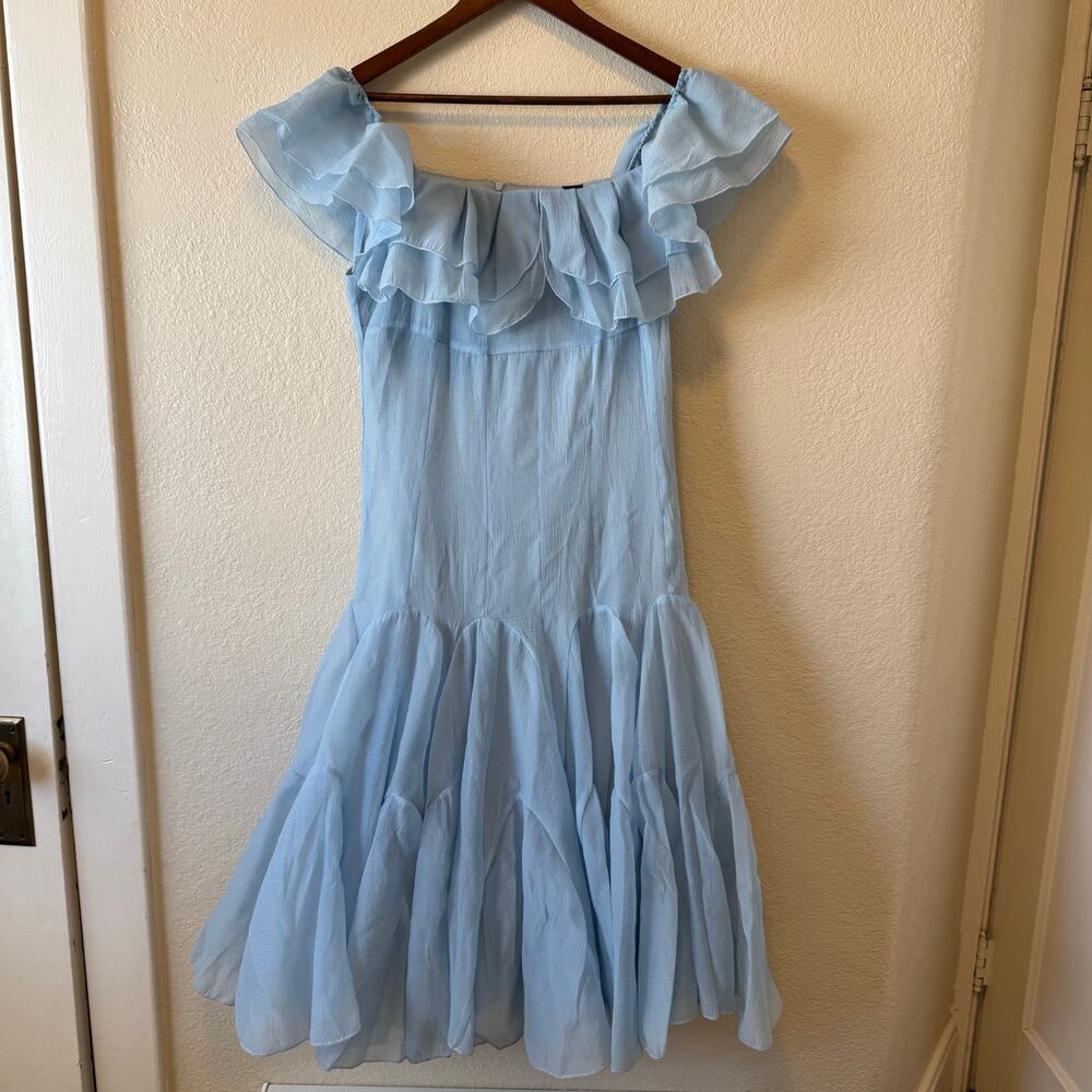Aveloria Light Blue Ruffle Tiered Midi Dress Size Small